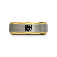 birthday presents for dad – gold & blue & silver tungsten basket weave icon wedding band