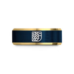 birthday presents for dad – gold & blue tungsten basket weave icon wedding band