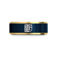 birthday presents for dad – gold & blue tungsten basket weave icon wedding band