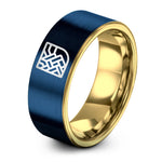 unique dad birthday ideas – gold & blue tungsten basket weave icon ring