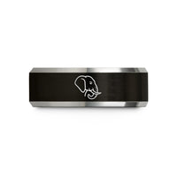 personalized dad birthday ideas – black & silver tungsten elephant wedding band