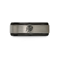 personalized dad birthday presents – black & gray tungsten hand grip wedding band