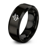 personalized rings for him – black tungsten sextant ring
