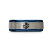best birthday presents dad – blue & gray tungsten wave circle wedding band
