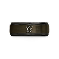engraved rings for women – gunmetal & black tungsten bay inlet contours wedding band