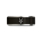 grandma birthday present ideas – black & grey tungsten gemsbok horns crossed wedding band