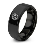engraved presents for her – black tungsten circle cookie cutter ring
