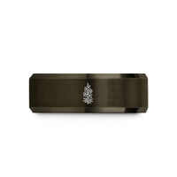 personalized present ideas women – gunmetal & rose gold tungsten july larkspur wedding band
