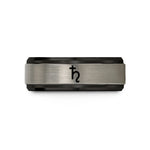 customized presents for girlfriend – black & blue & grey tungsten saturn sigil wedding band