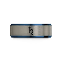 customized presents for girlfriend – black & blue & gray tungsten saturn sigil wedding band