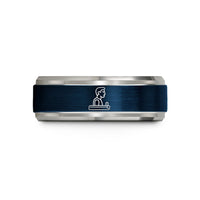 unique wedding bands men – blue & grey tungsten reformer wedding band