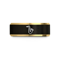 unique wedding bands men – black & gold tungsten saxophone wedding band