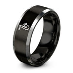 personalized rings for him – black & grey tungsten saxophone ring