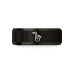 personalized rings for him – black tungsten saxophone wedding band