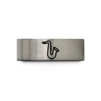 custom engraved rings men – gold & silver tungsten saxophone wedding band