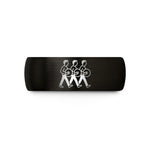 engraved bands for him – black & gold tungsten cymbal trio wedding band