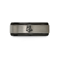 personalized rings for couples – black & grey tungsten fox wedding band