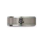 personalized rings for couples – black & gray tungsten fox wedding band