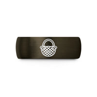 anniversary rings for him – gunmetal & black tungsten basket guilloch wedding band