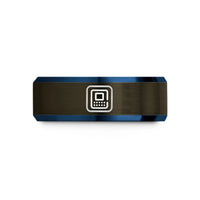 custom rings for him – gunmetal & blue tungsten bga package wedding band