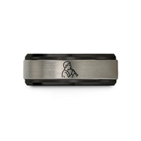 mens anniversary presents – black & silver tungsten oboist wedding band