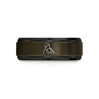 tungsten bands for him – gunmetal & black tungsten oboist wedding band