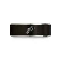 custom rings for him – black & gray tungsten bass tuners wedding band