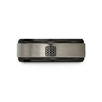 tungsten ring for him – black & grey tungsten starting lights wedding band