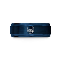 tungsten rings for him – blue tungsten lensatic compass wedding band