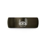 customized bands for couples – gunmetal & blue tungsten lensatic compass wedding band