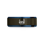 customized bands for couples – gunmetal & blue tungsten lensatic compass wedding band