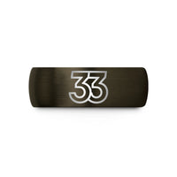personalized rings for mom – gunmetal & black tungsten number 33 wedding band