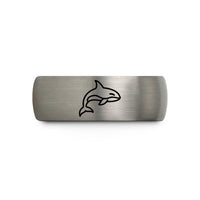 unique geek present ideas – black & blue & gray tungsten orca killer whale wedding band