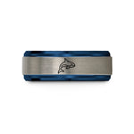 geeky presents for him – blue & silver tungsten orca killer whale wedding band