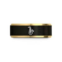 creative presents for geeks – black & gold tungsten saxophone wedding band