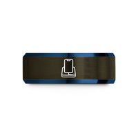 unique mom present ideas – gunmetal & blue tungsten charging dock wedding band