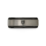 unique wedding bands her – black & silver tungsten american football goalpost wedding band