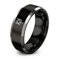 American Football Goalpost – Tungsten Wedding Band, 8 mm, Grey, Black Comfort-Fit Unisex