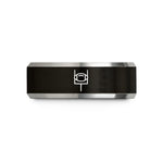 unique wedding bands her – black & silver tungsten american football goalpost wedding band