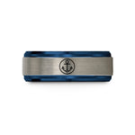 unique jewelry for her – blue & gray tungsten anchorage symbol circle wedding band