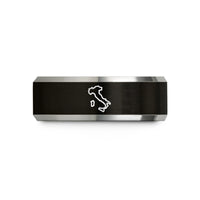 handmade wedding bands her – black & silver tungsten italy wedding band