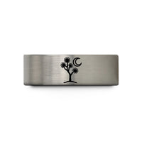 customized presents for her – black & blue & gray tungsten tree moon wedding band