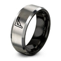 Combination Square – Tungsten Wedding Band, 8 mm, Black, Grey Comfort-Fit Unisex