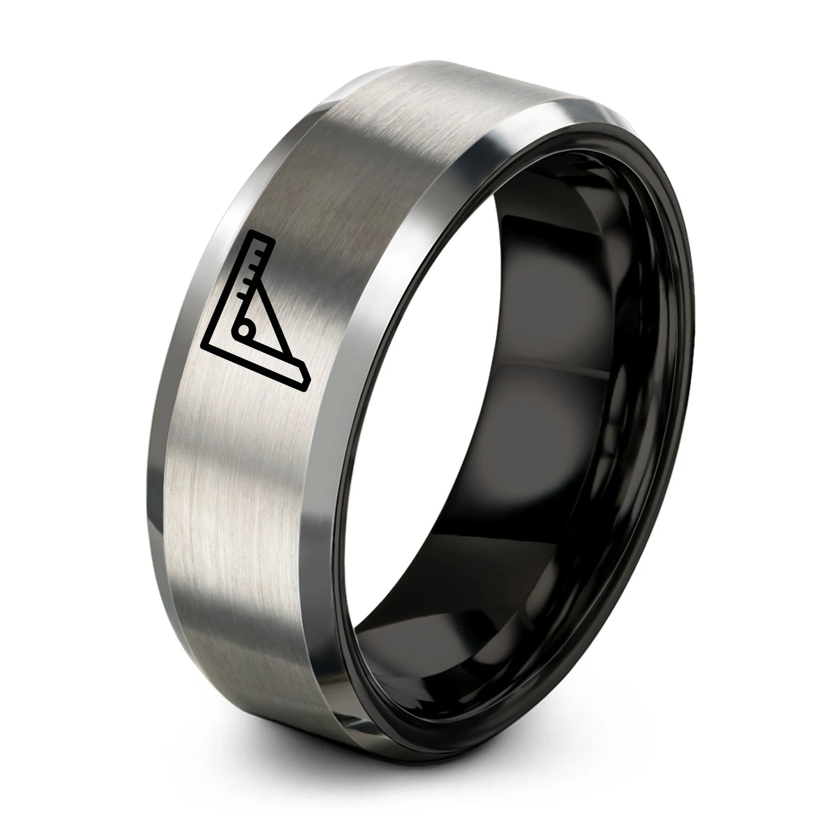 Unique Graduation Gifts for Her – black & grey tungsten combination square ring