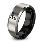 Unique Graduation Gifts for Her – black & grey tungsten combination square ring