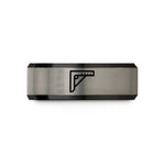 engraved rings for her – black & silver tungsten combination square wedding band