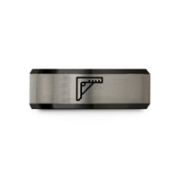 engraved rings for her – black & silver tungsten combination square wedding band