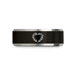 personalized presents for her – black & silver tungsten floral heart wreath wedding band