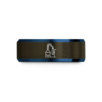 custom presents for graduates – gunmetal & blue tungsten reflux setup wedding band