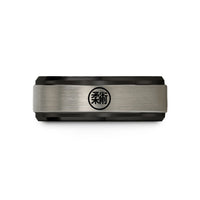 present ideas for him – black & blue & silver tungsten jiu jitsu circle wedding band